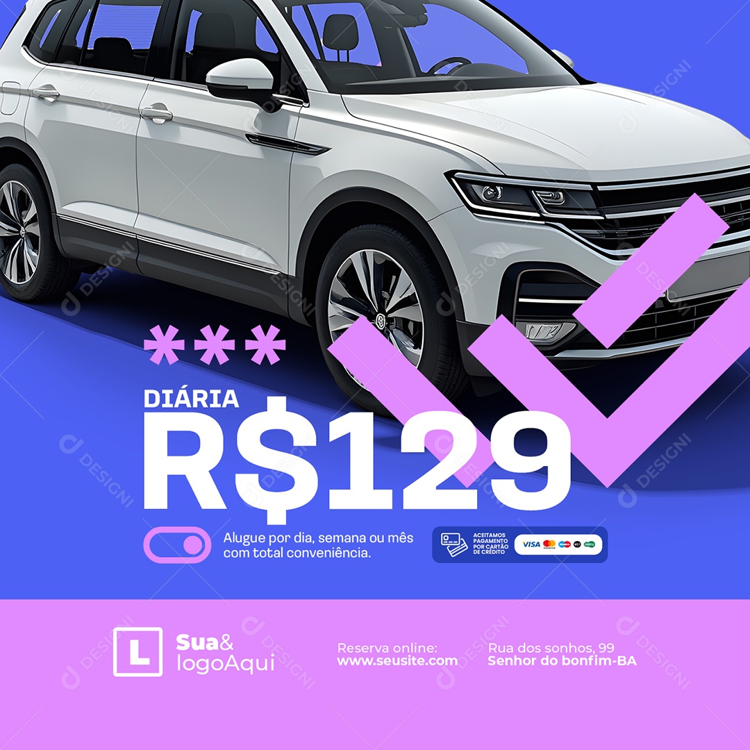 Locadora de Carro Alugue por Dia Social Media PSD Editável