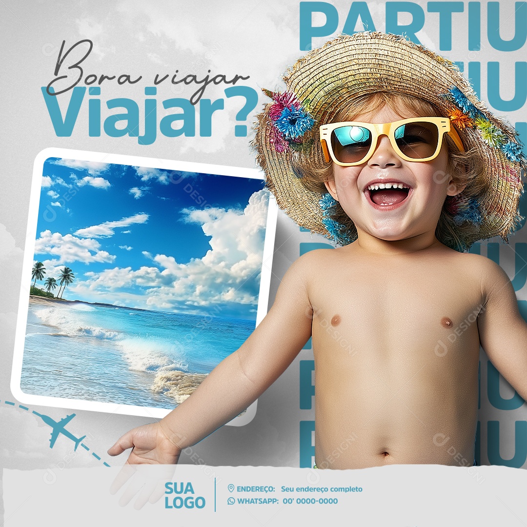 Agência de Viagens Bora Viajar Social Media PSD Editável