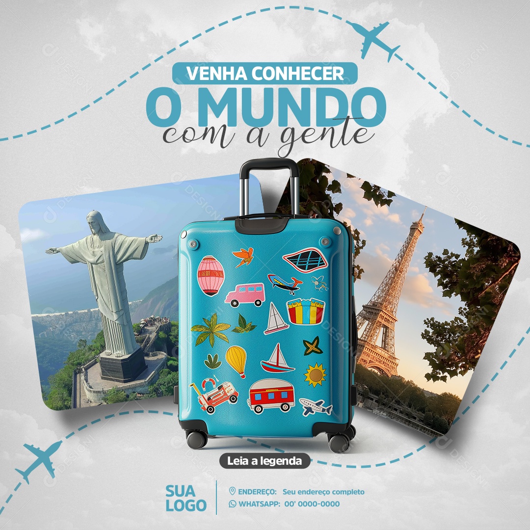 Agência de Viagens Venha Conhecer o Mundo Com a Gente Social Media PSD Editável