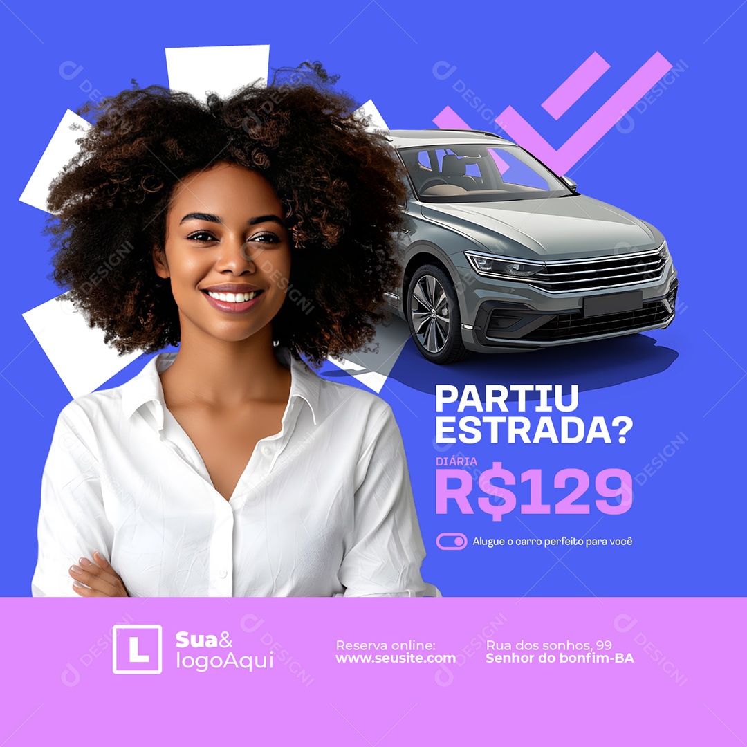 Locadora de Carro Partiu Estrada Social Media PSD Editável