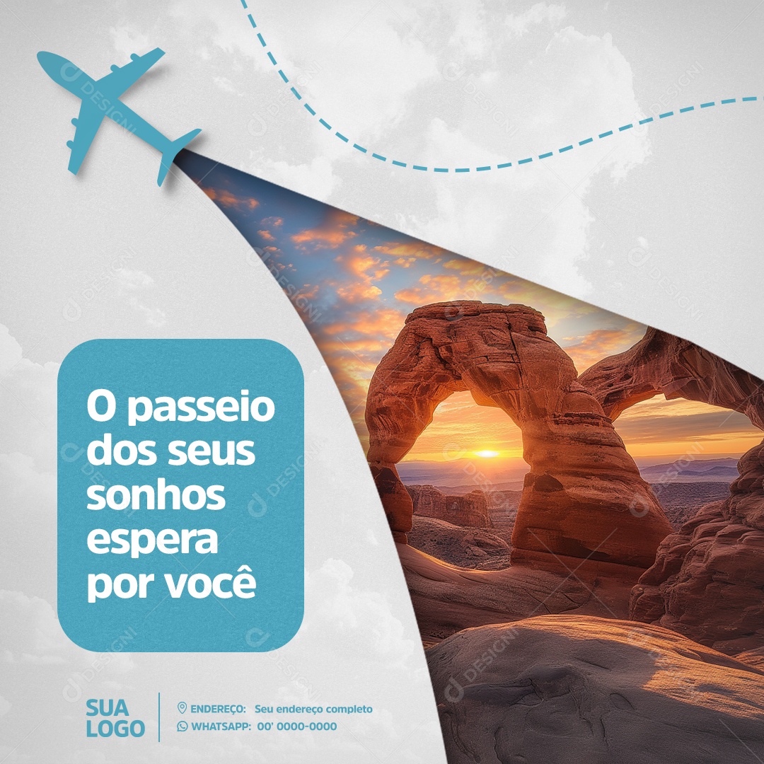 Agência de Viagens o Passeio dos Seus Sonhos Social Media PSD Editável
