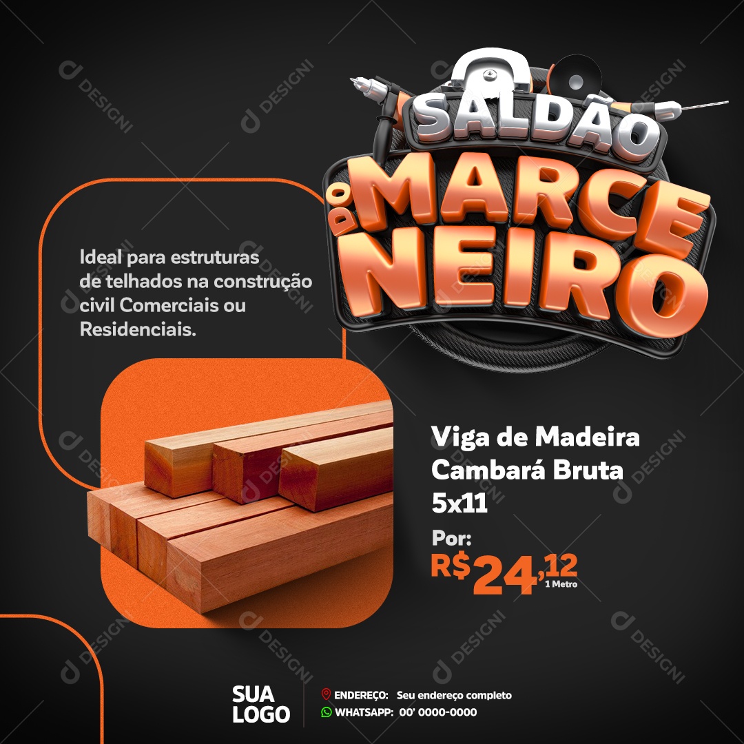 Loja Materiais de Construcão Saldão Social Media PSD Editável