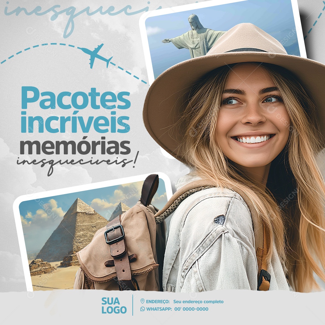 Agência de Viagens Pacotes Incríveis Social Media PSD Editável