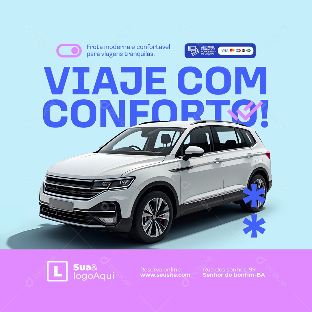 Locadora de Carro Viaje com Conforto Social Media PSD Editável