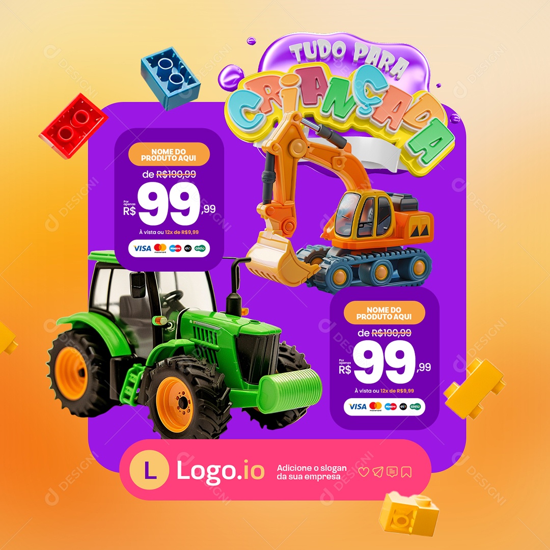 Loja de Brinquedos Tudo para Crianças Produto Social Media PSD Editável