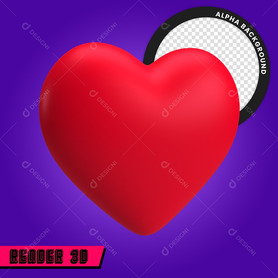 Coração Elemento 3D Para Composição PSD