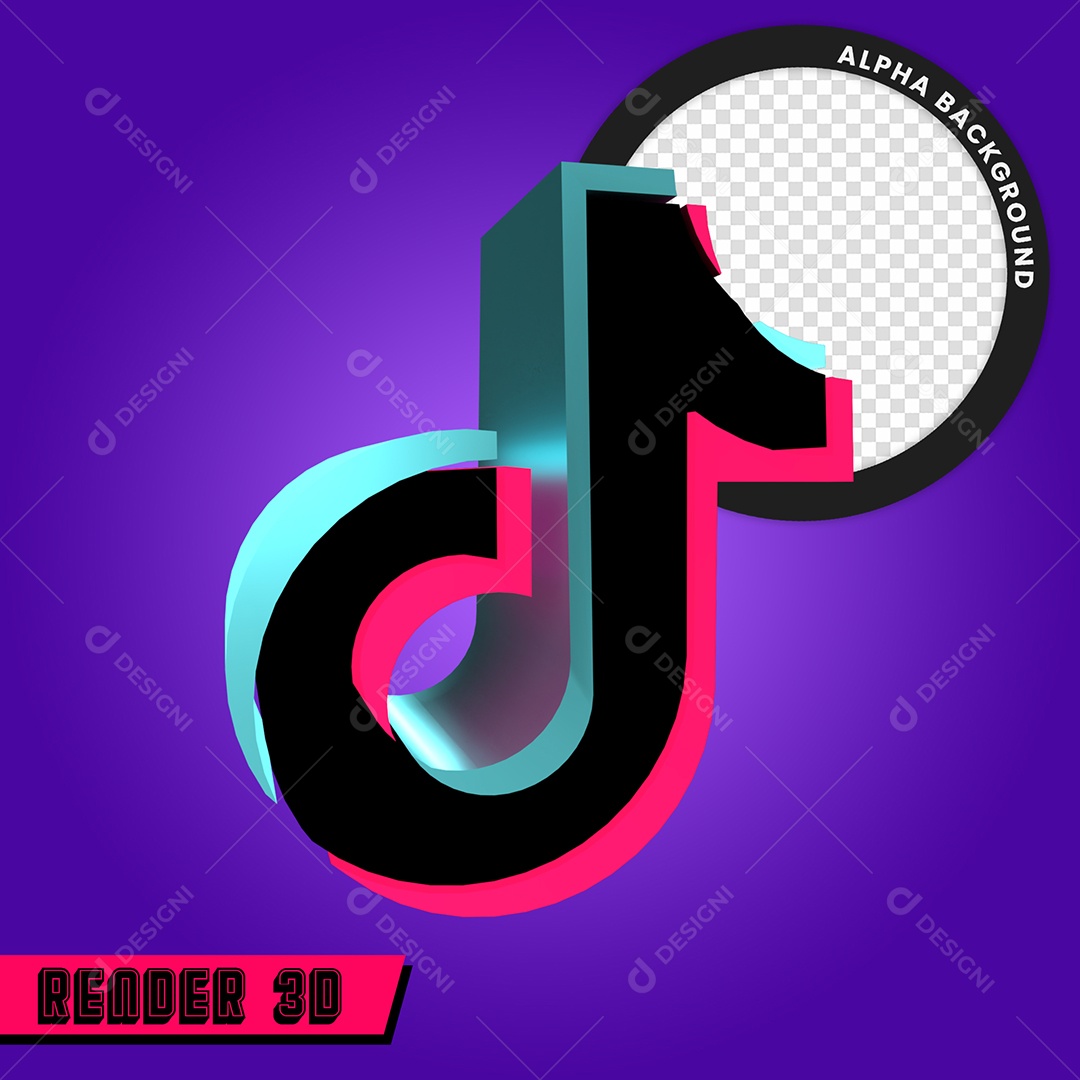Logo TikTok Elemento 3D Para Composição PSD