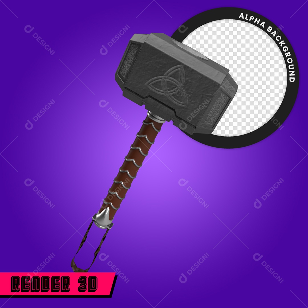 Martelo do Thor Elemento 3D Para Composição PSD