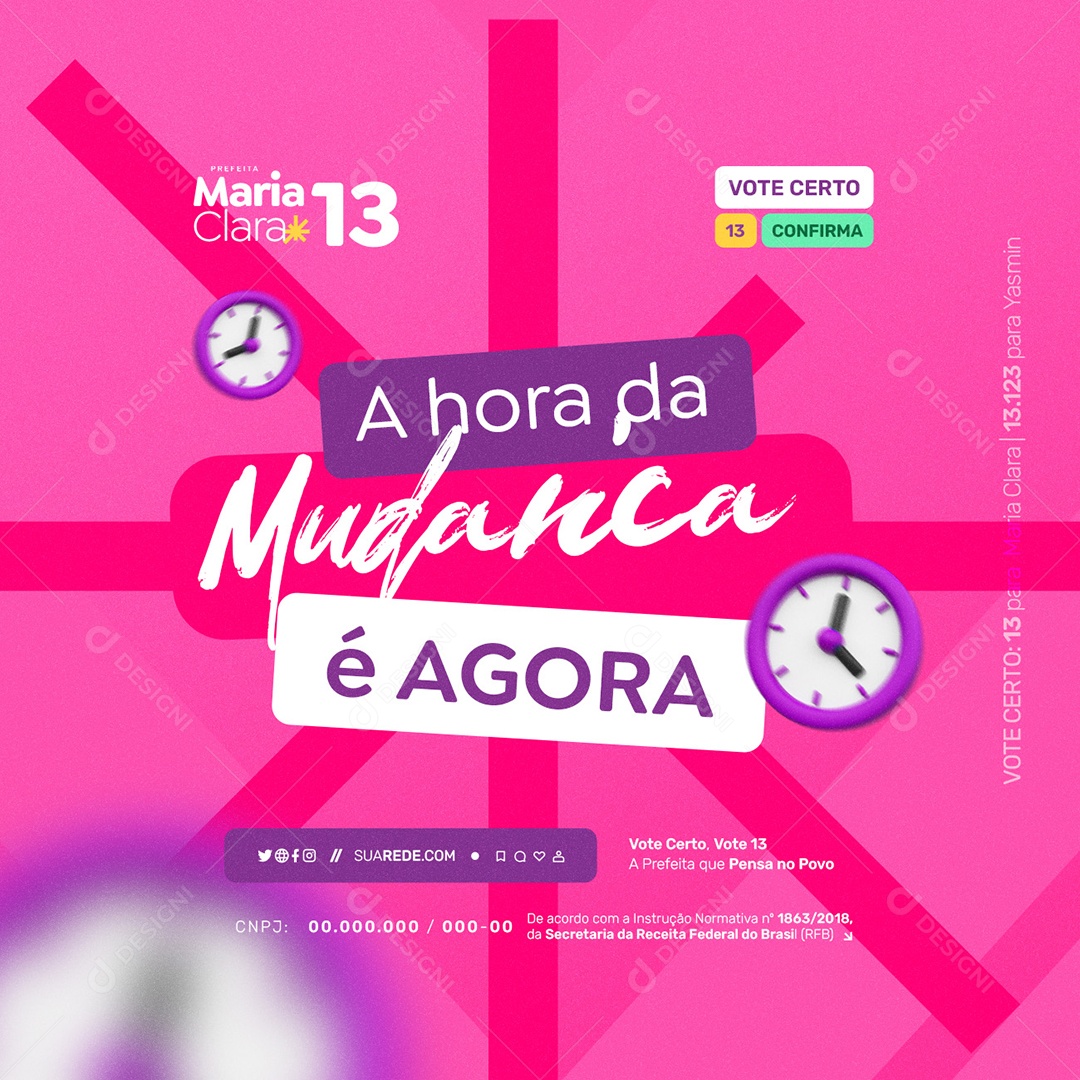 Política Eleição 2024 Prefeita Maria Clara A Hora da Mudança Social Media PSD Editável