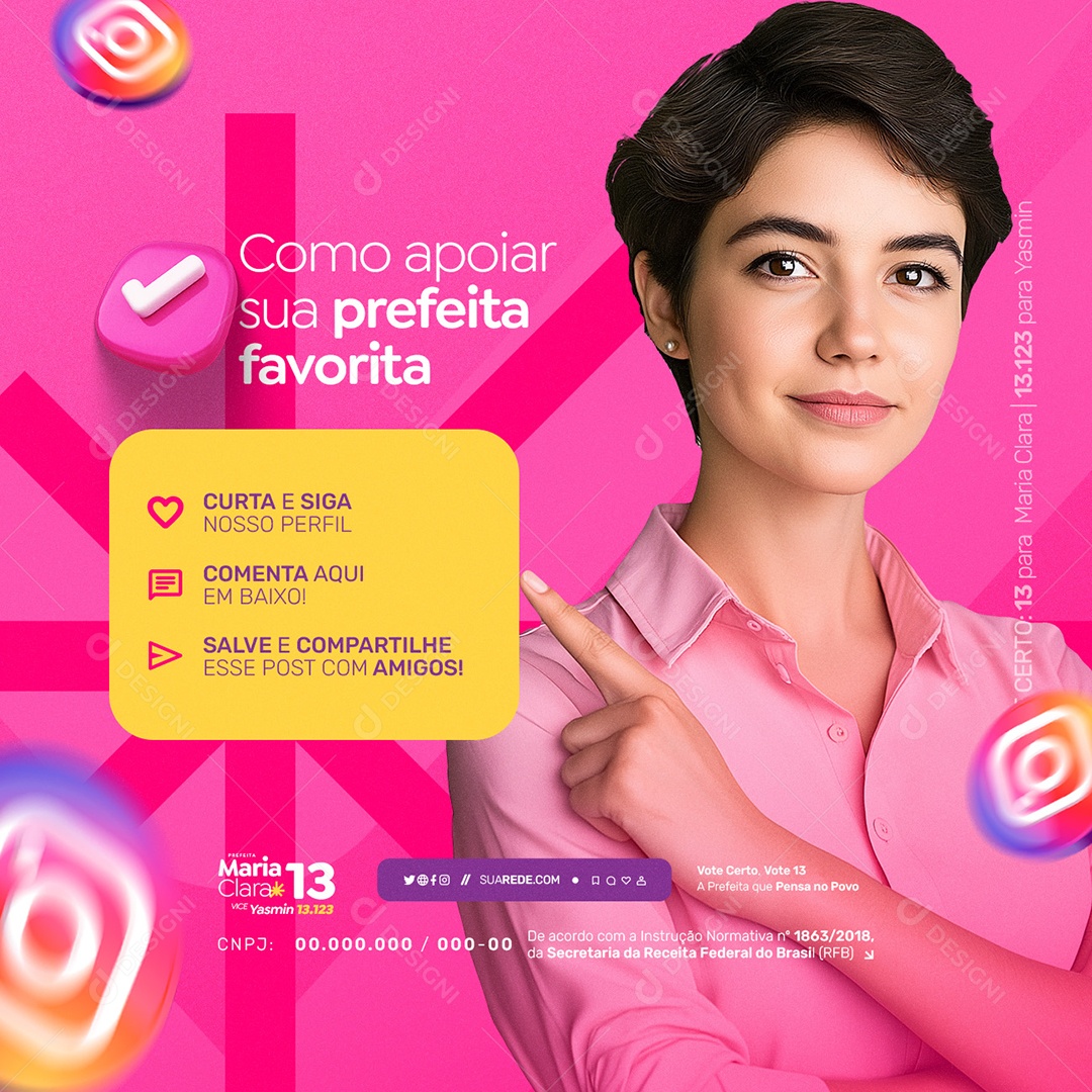 Política Eleição 2024 Prefeita Maria Clara Como Apoia sua Prefeita Favorita Social Media PSD Editável