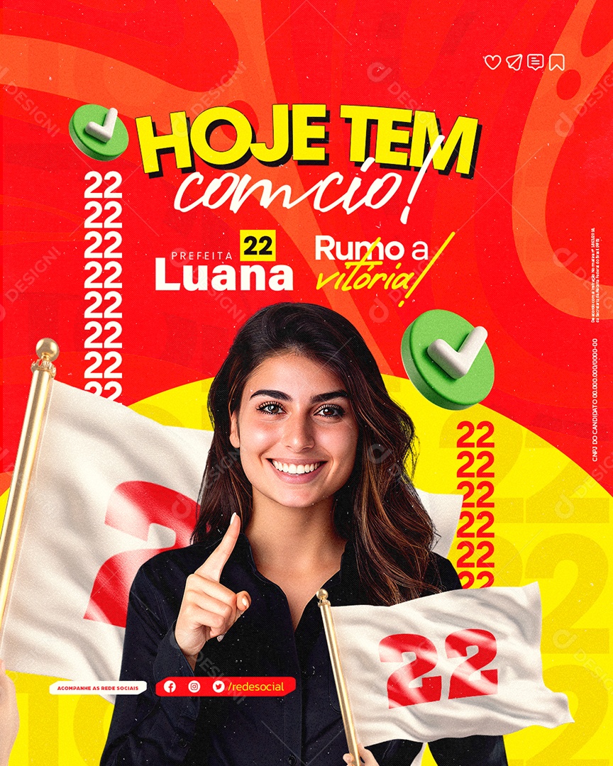 Política Prefeita Luana Hoje Tem Comicío Social Media PSD Editável