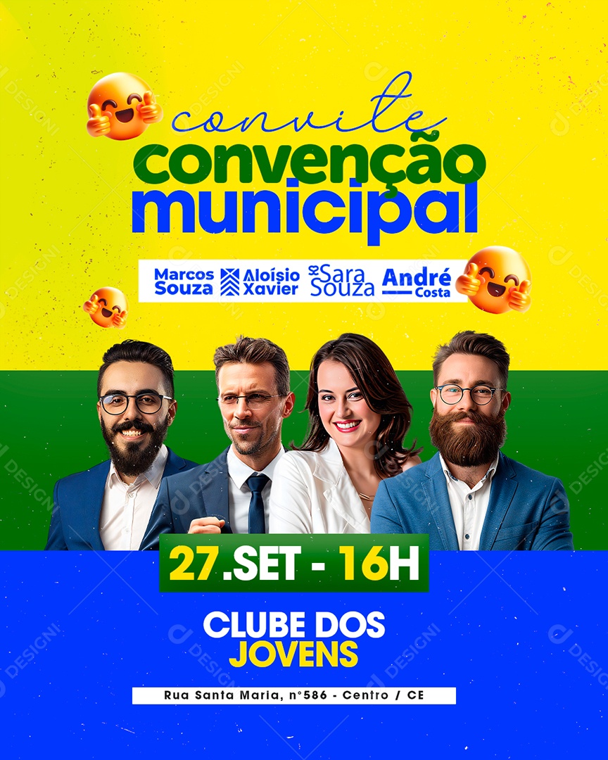 Política Convite Convenção Municipal Marcos Souza Social Media PSD Editável