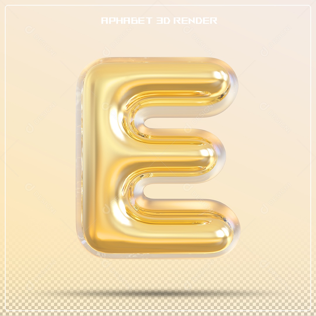 Letra 3D E Balão Dourado Elemento Para Composição PSD