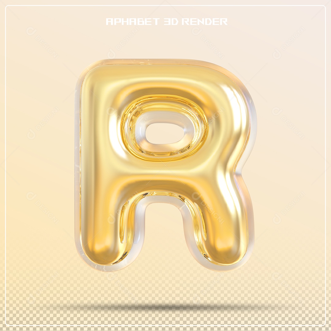 Letra 3D R Balão Dourado Elemento Para Composição PSD