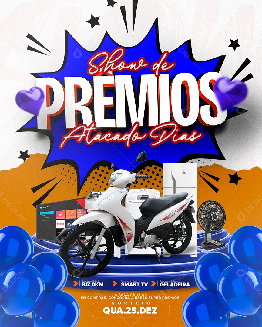 Show de Prêmios Atacado Dias Socisl Media PSD Editável
