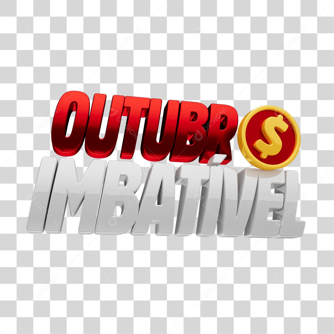 Outubro Imbativel Texto 3D PNG Transparente