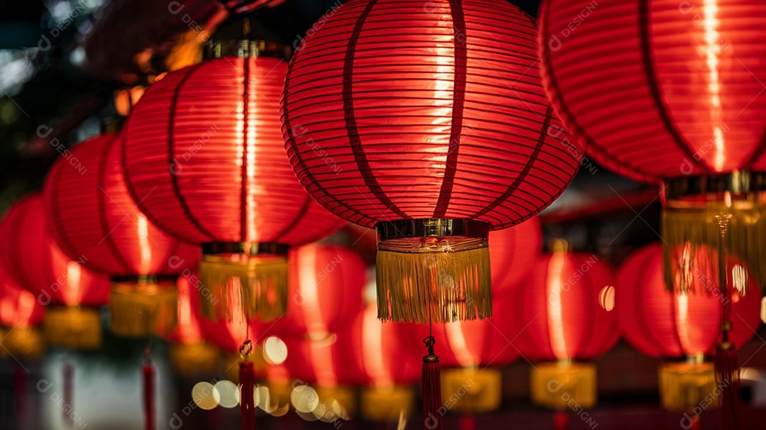 Lanternas vermelhas para festival