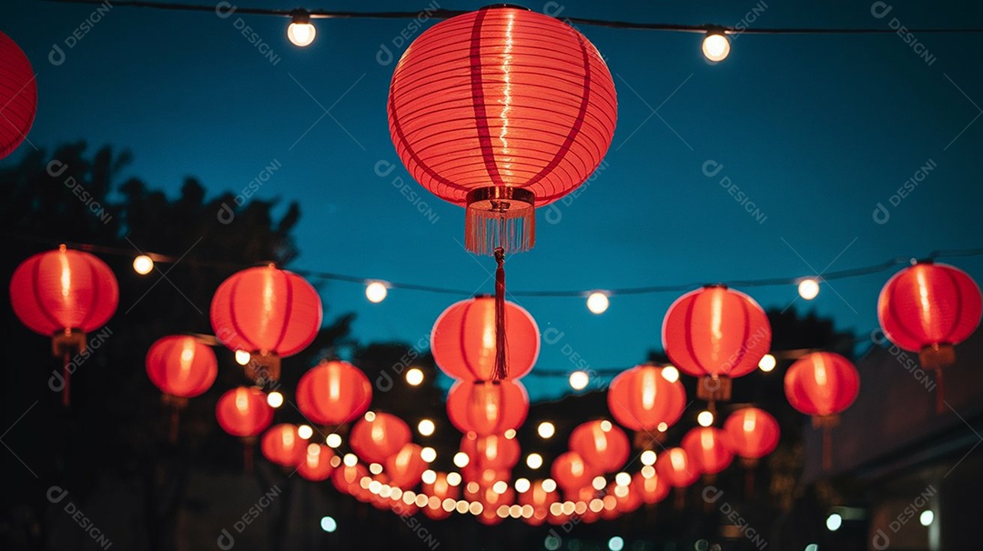 Lanternas vermelhas para festival