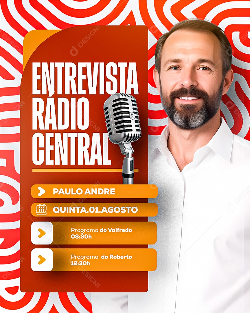 Entrevista Rádio Central Programa do Roberto Social Media PSD Editável