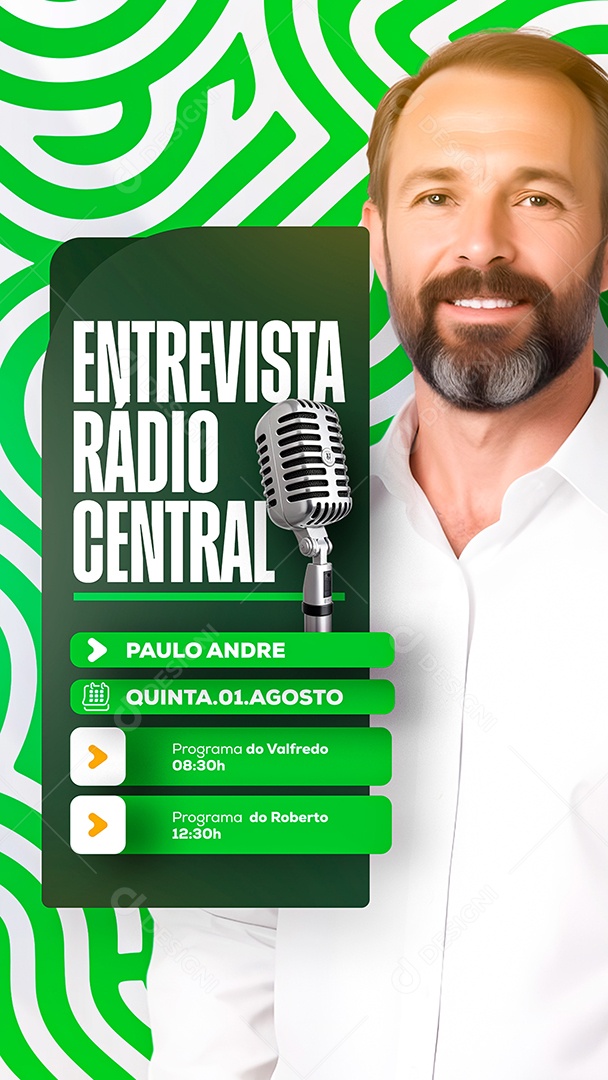 Story Entrevista Rádio Central Social Media PSD Editável