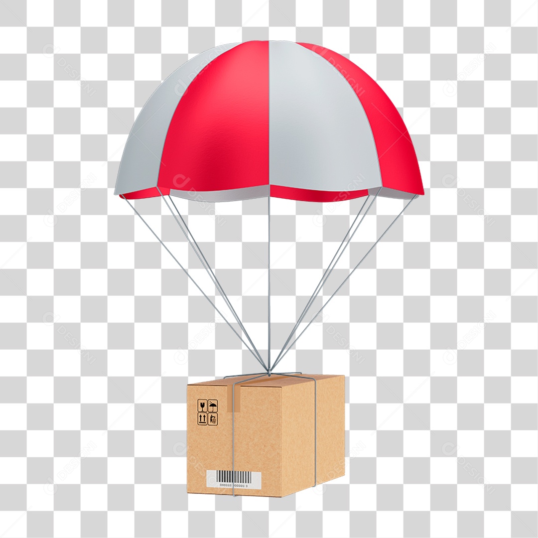 Logistica Embalagem Caindo de Paraquedas para Composição PNG Transparente