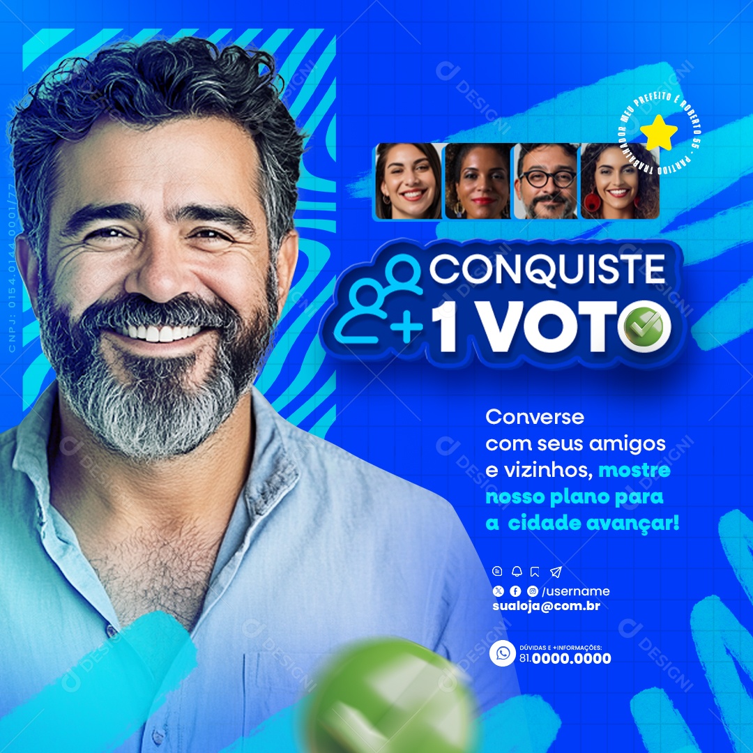 Política Conquiste mais 1 Voto Social Media PSD Editável