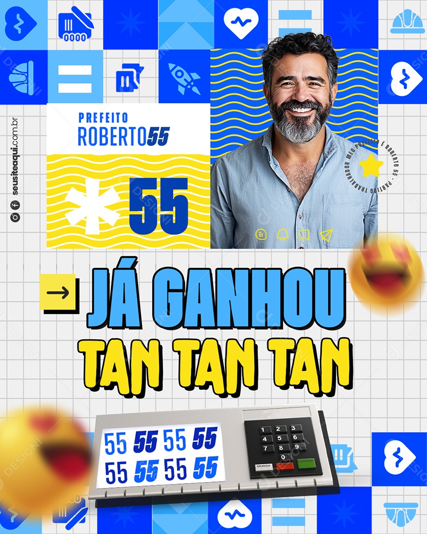 Política Roberto Já Ganhou Social Media PSD Editável