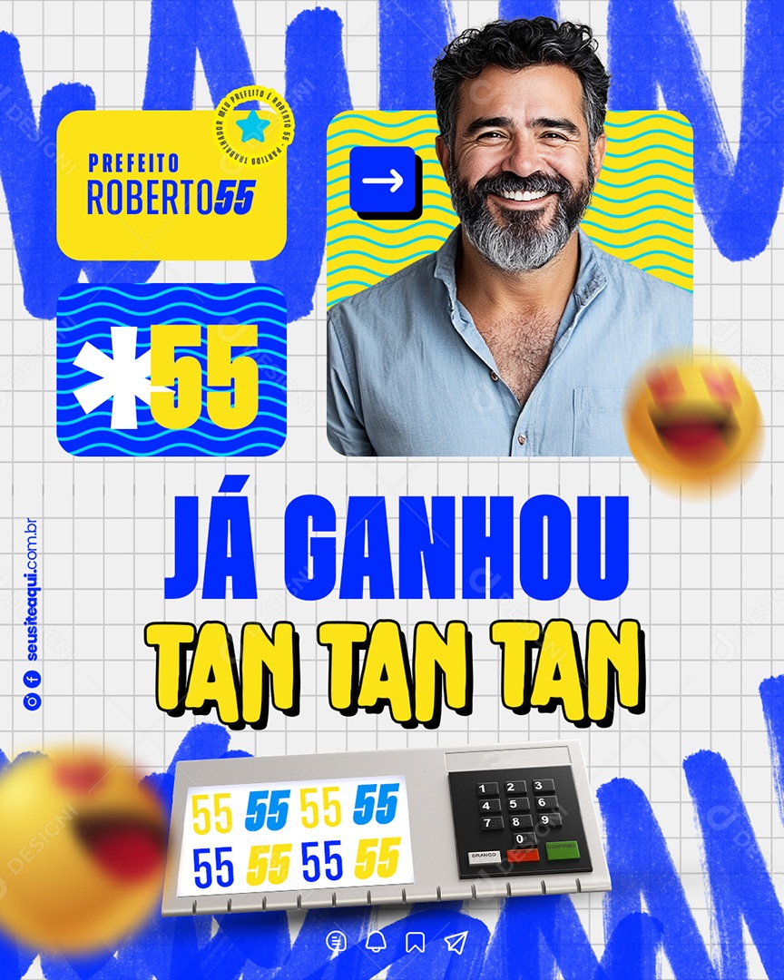 Política Meu Prefeito é Roberto Social Media PSD Editável