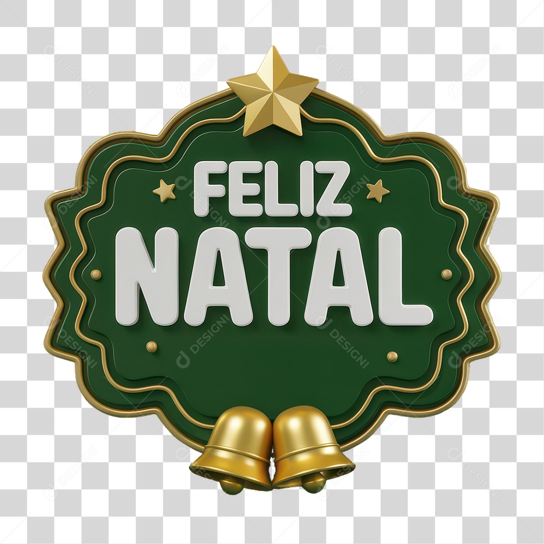 Selo 3D Feliz Natal PNG Transparente