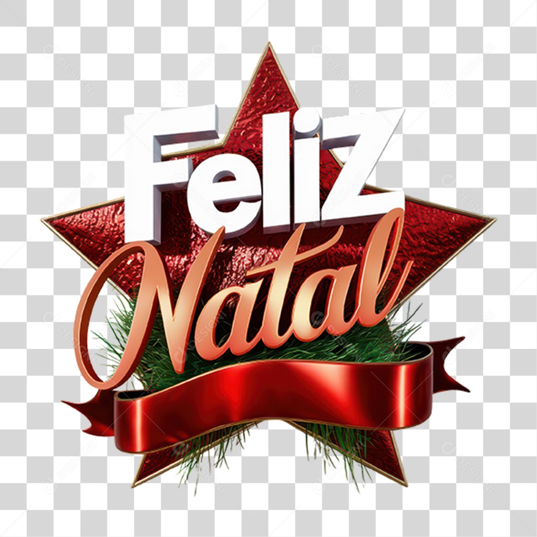 Selo 3D Feliz Natal PNG Transparente