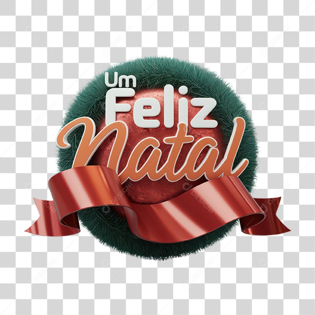 Selo 3D Feliz Natal PNG Transparente
