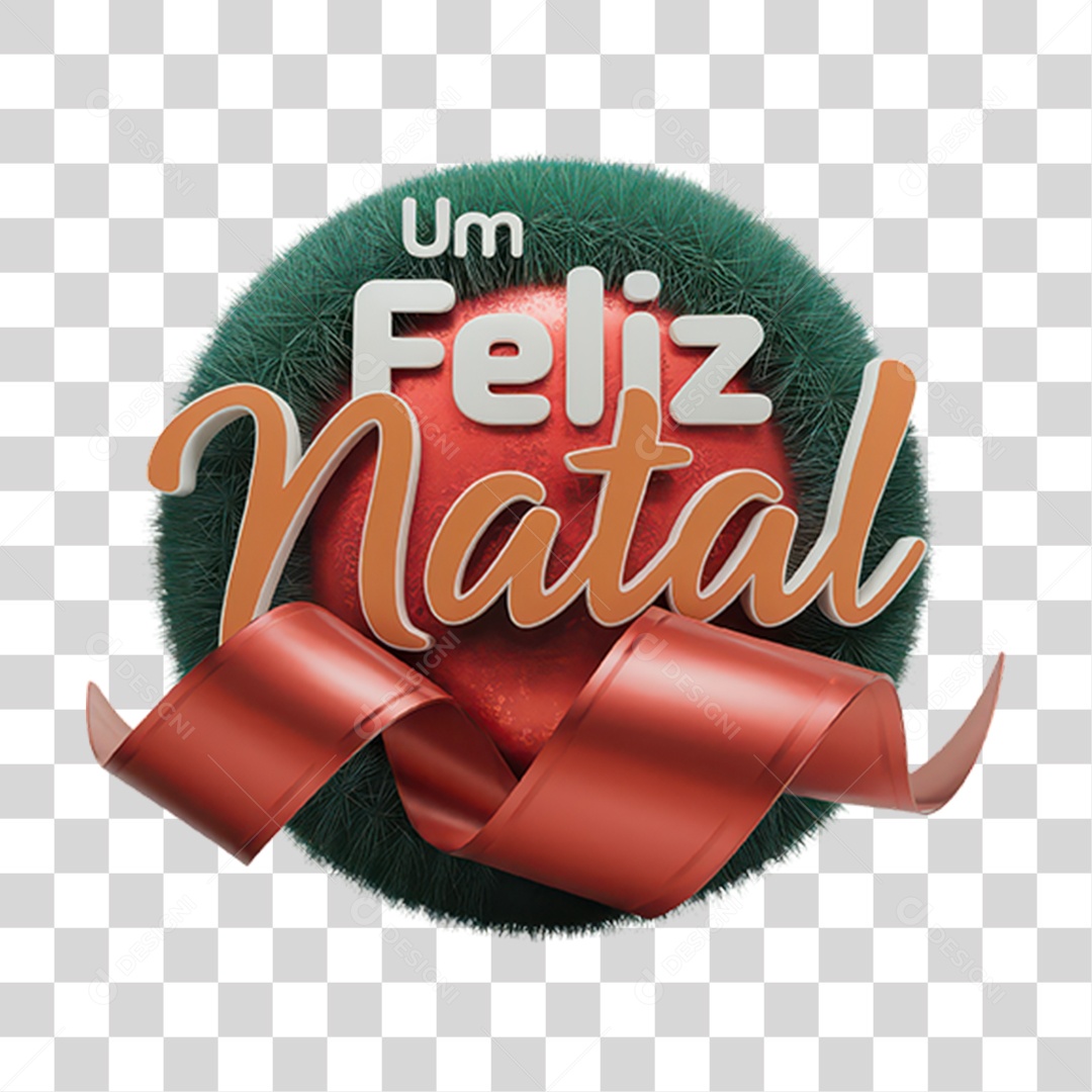 Selo 3D Feliz Natal PNG Transparente