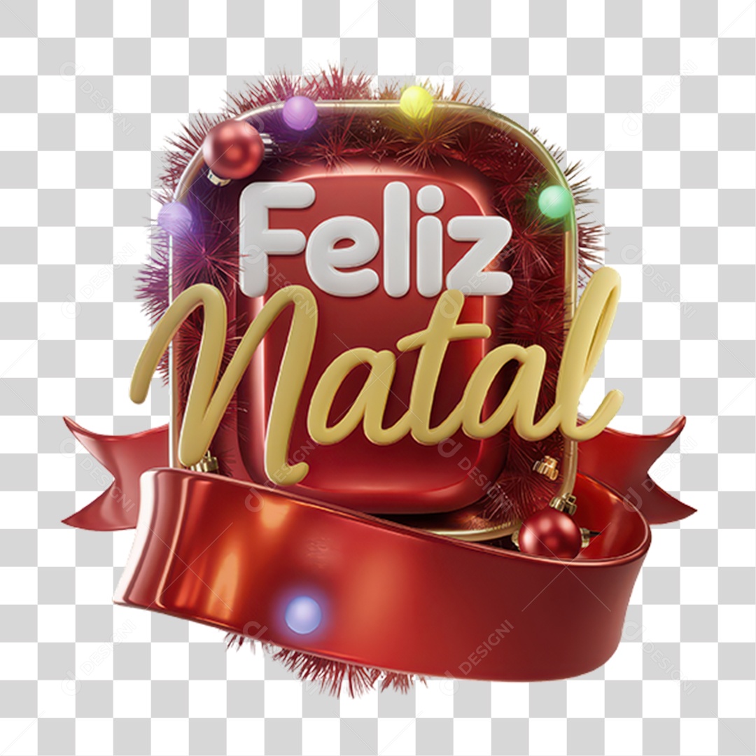 Selo 3D Feliz Natal PNG Transparente