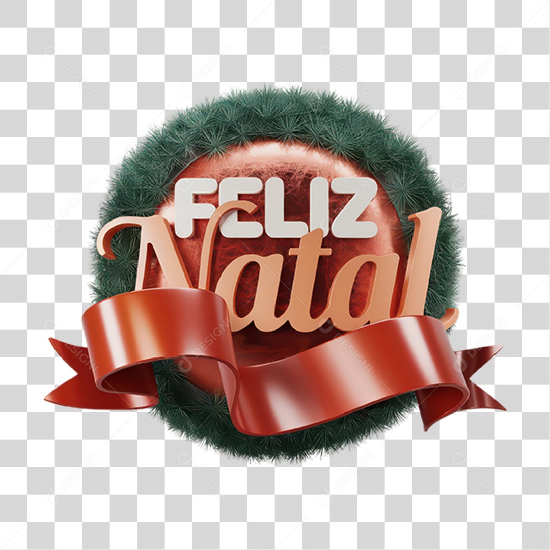 Selo 3D Feliz Natal PNG Transparente