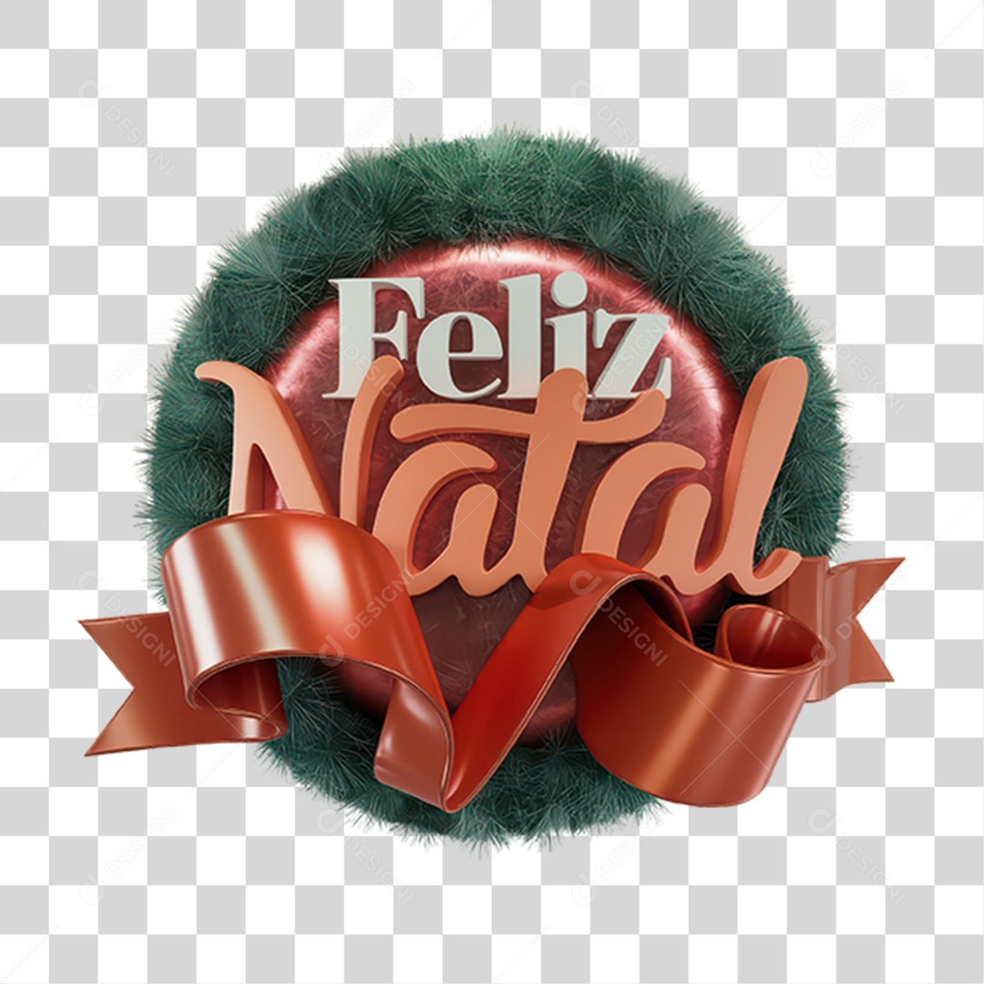 Selo 3D Feliz Natal PNG Transparente