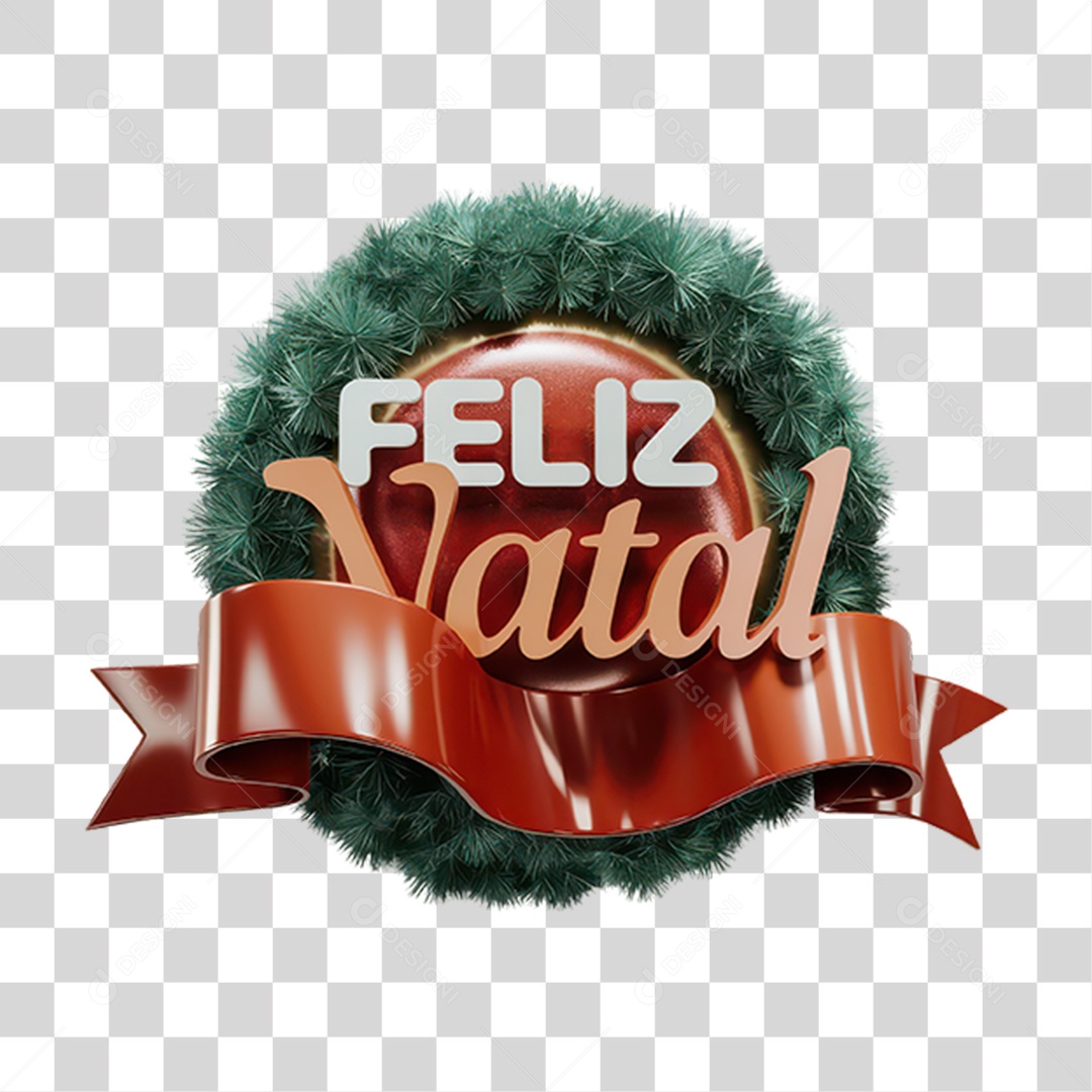 Selo 3D Feliz Natal PNG Transparente