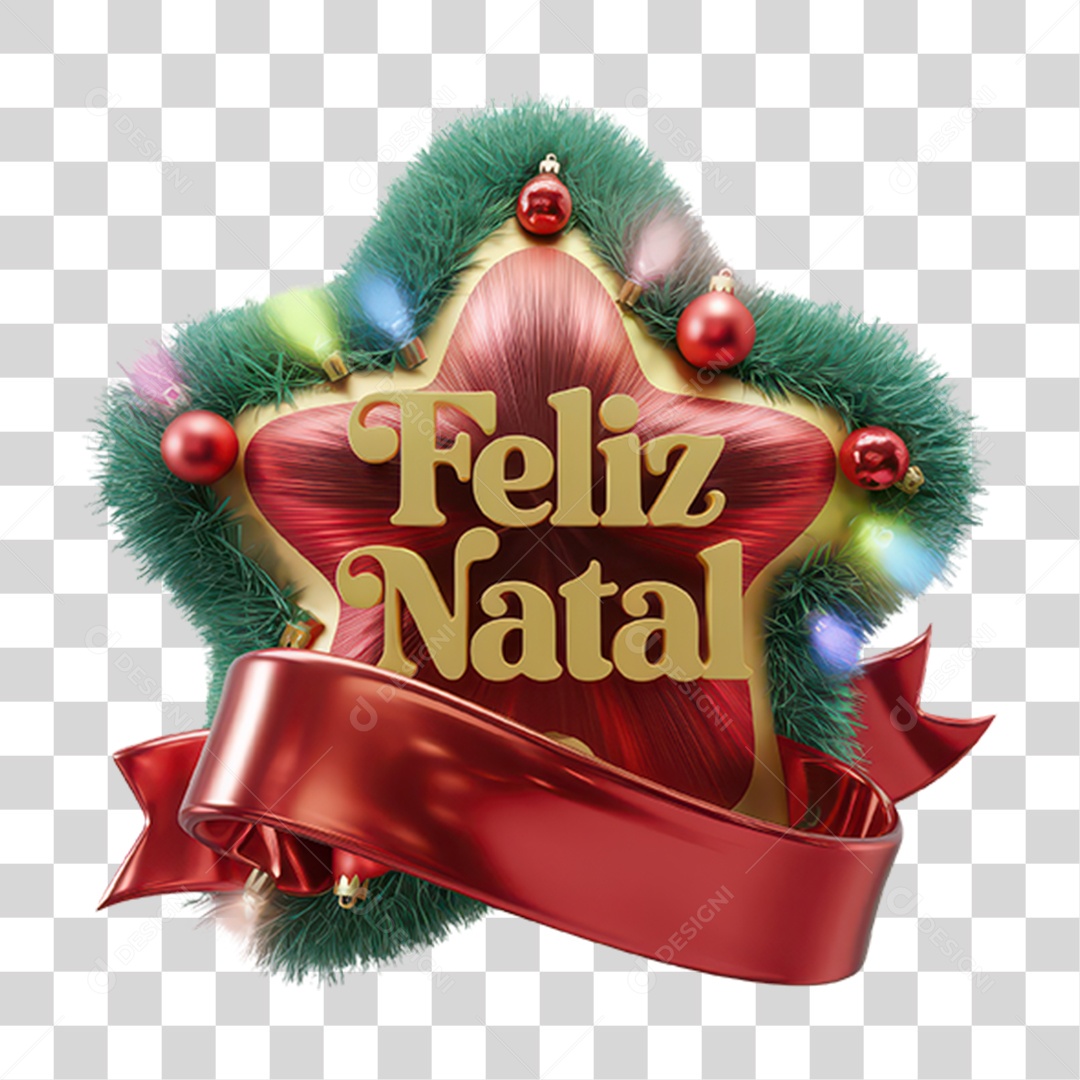 Selo 3D Feliz Natal PNG Transparente
