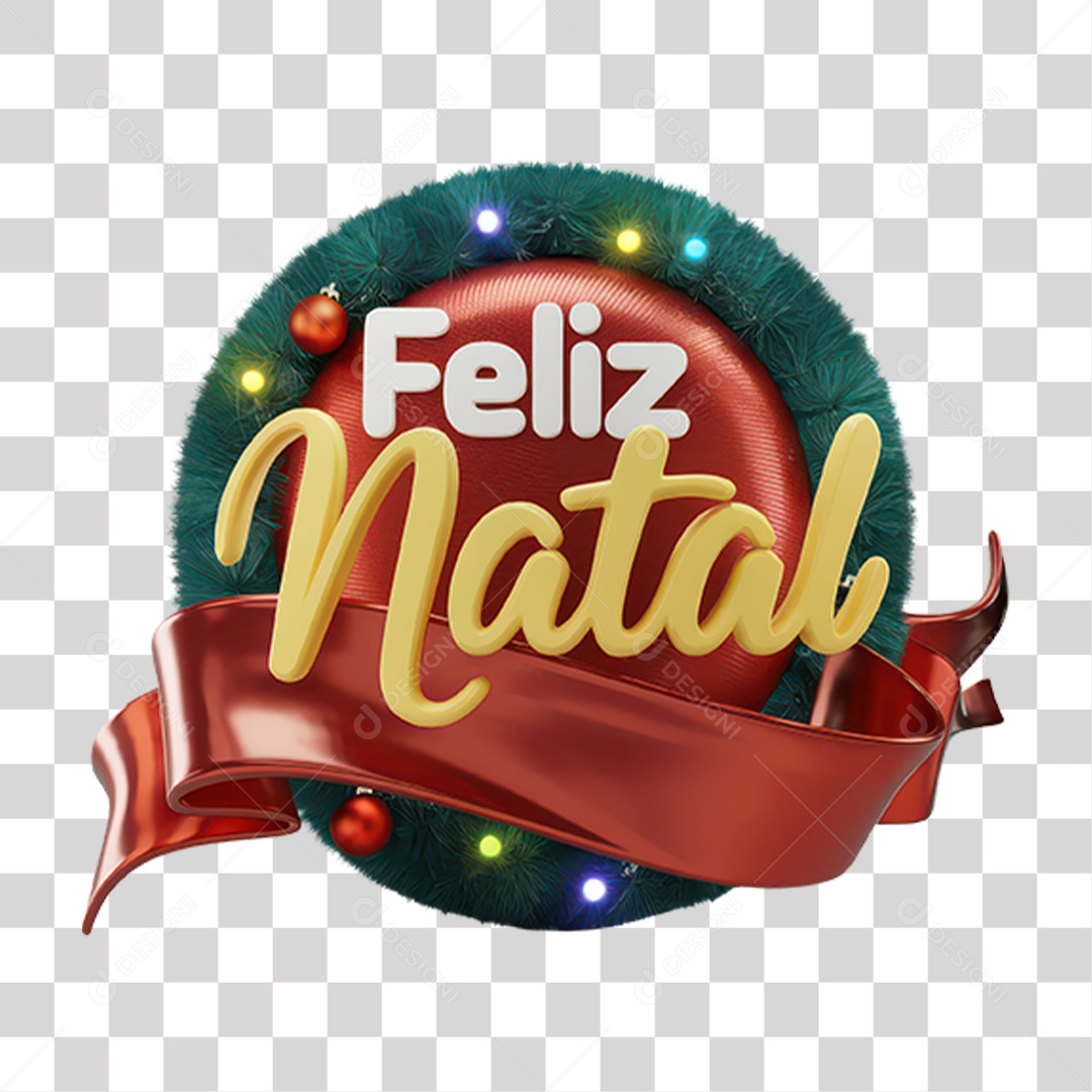 Selo 3D Feliz Natal PNG Transparente