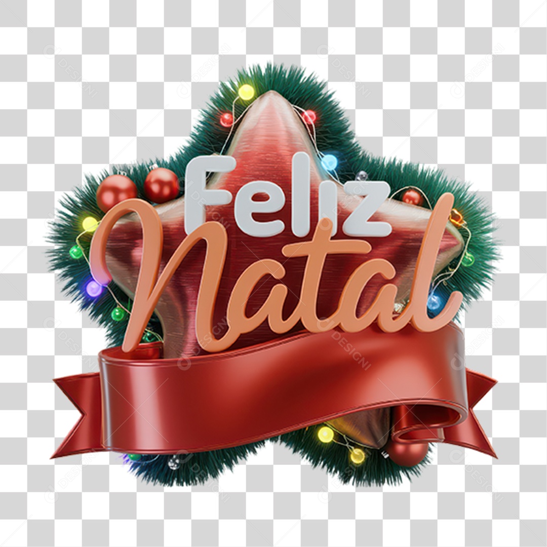 Selo 3D Feliz Natal PNG Transparente