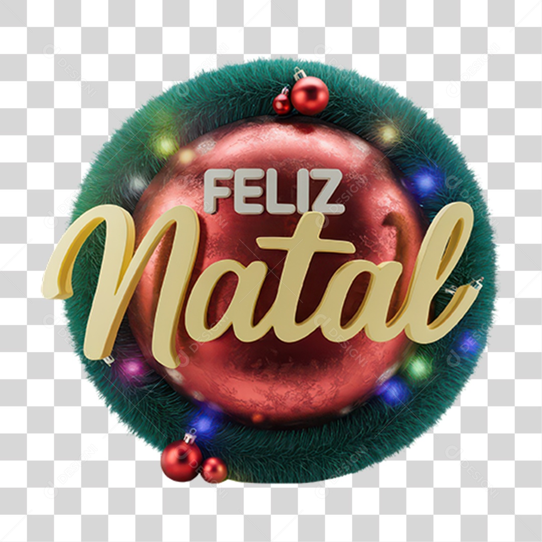 Selo 3D Feliz Natal PNG Transparente