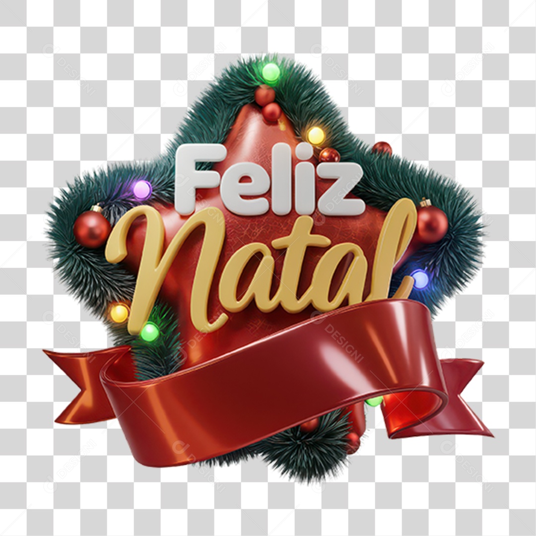 Selo 3D Feliz Natal PNG Transparente