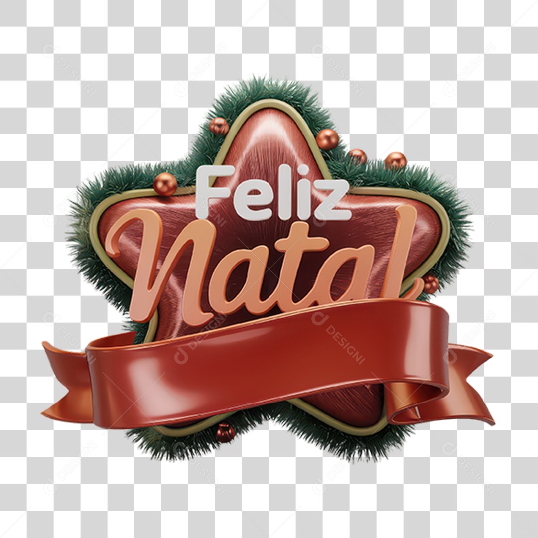 Selo 3D Feliz Natal PNG Transparente
