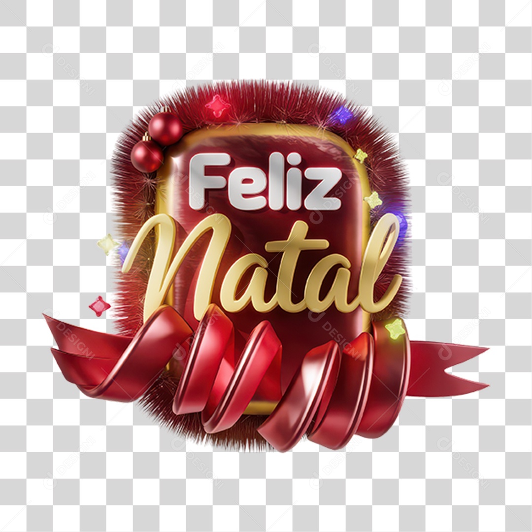 Selo 3D Feliz Natal PNG Transparente