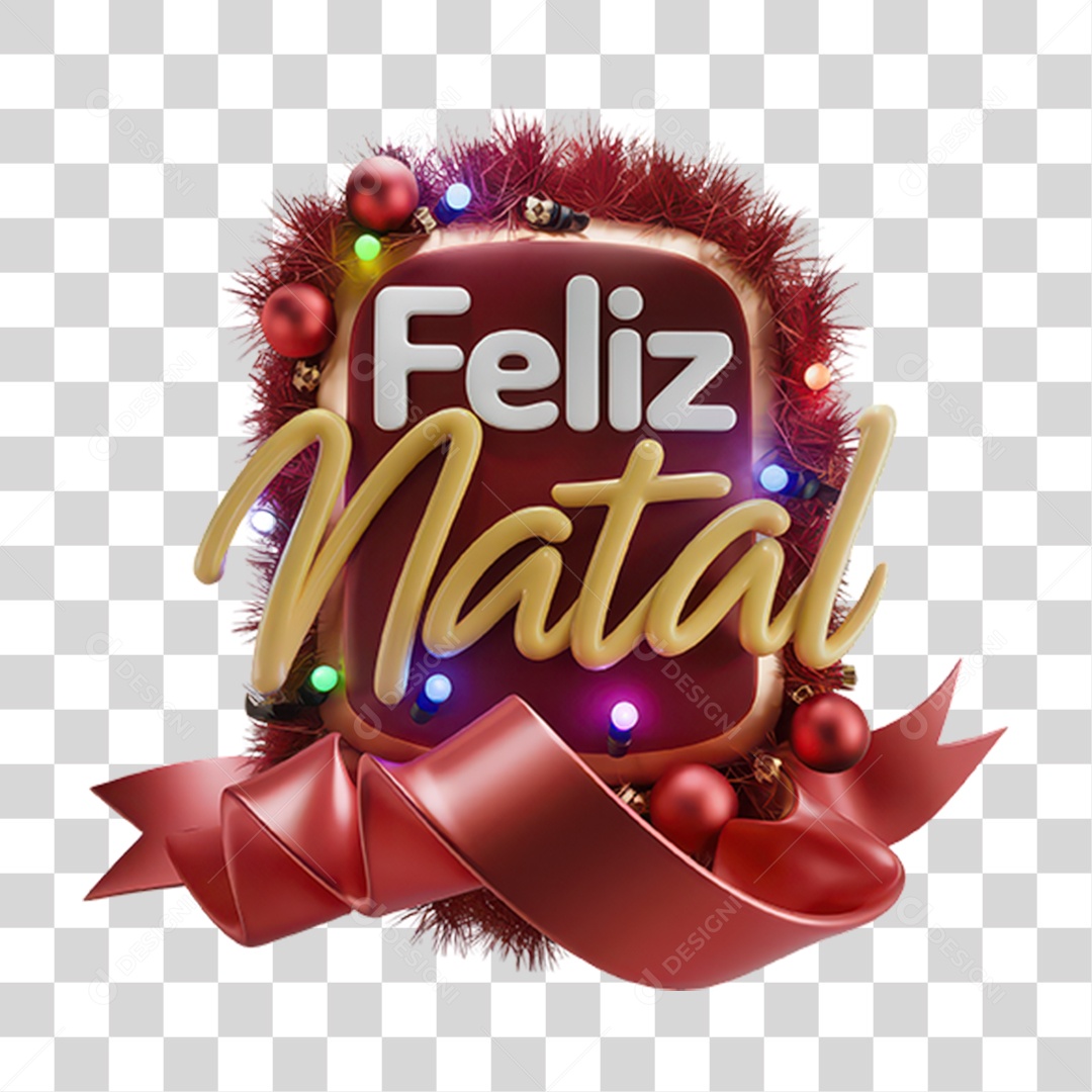 Selo 3D Feliz Natal PNG Transparente