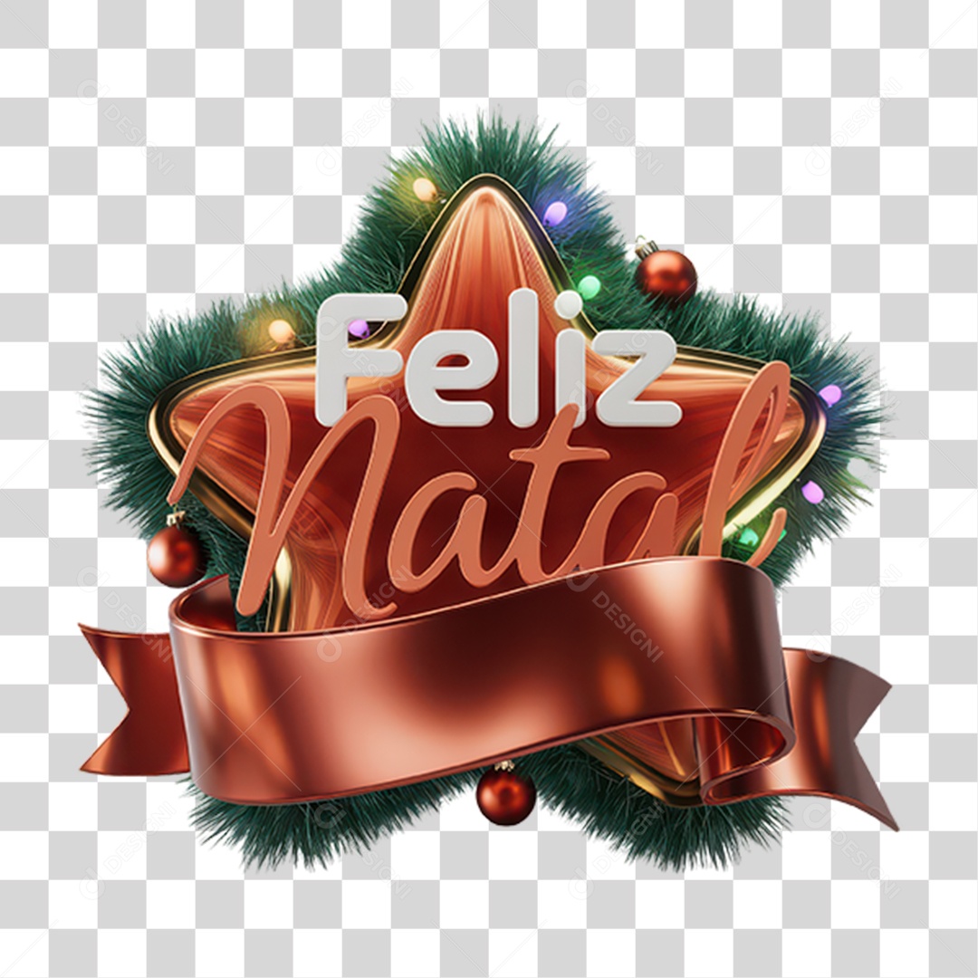 Selo 3D Feliz Natal PNG Transparente