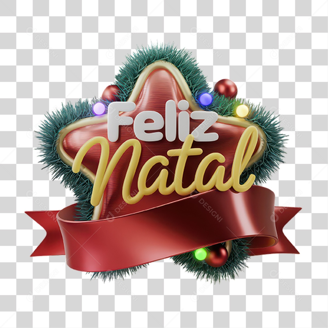 Selo 3D Feliz Natal PNG Transparente