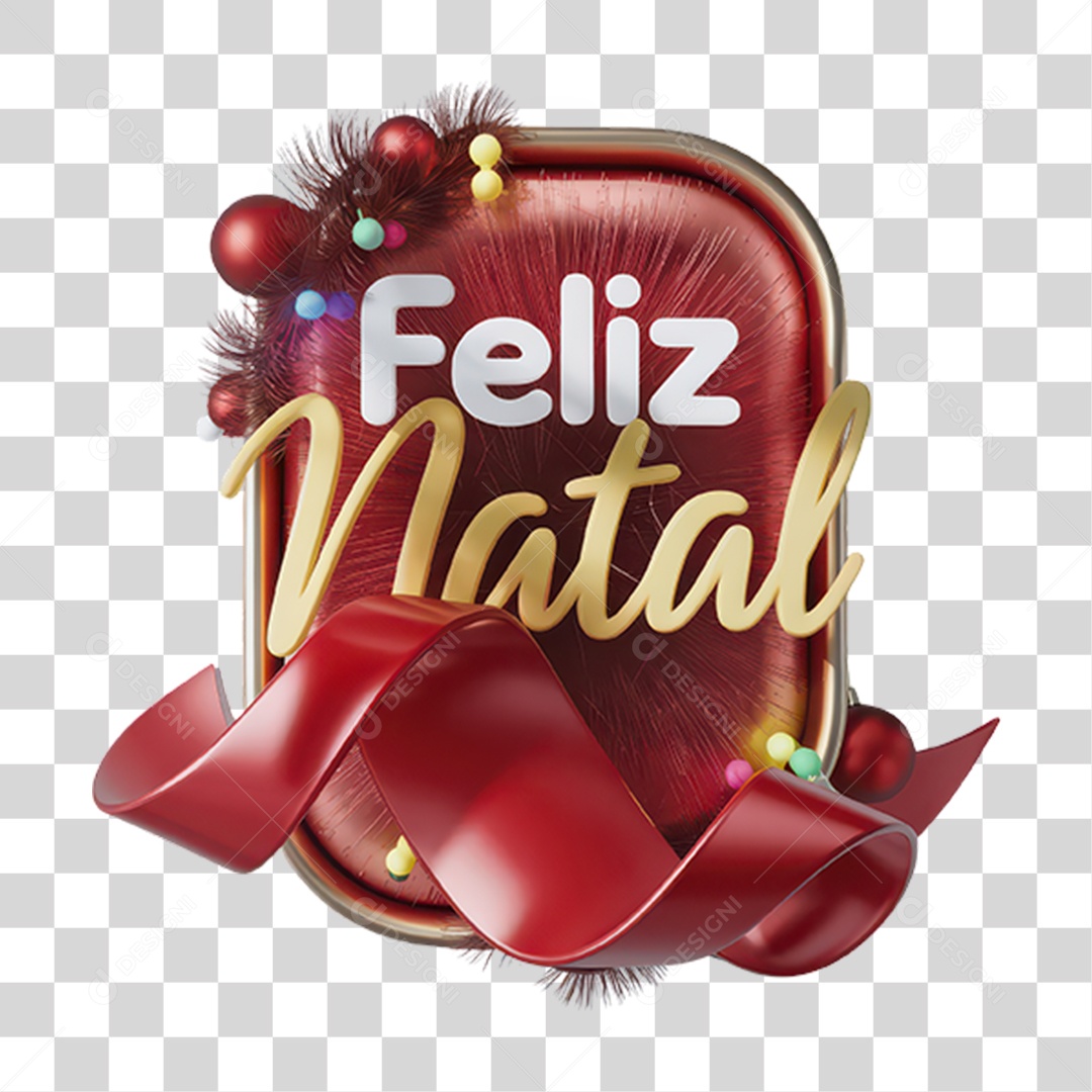 Selo 3D Feliz Natal PNG Transparente