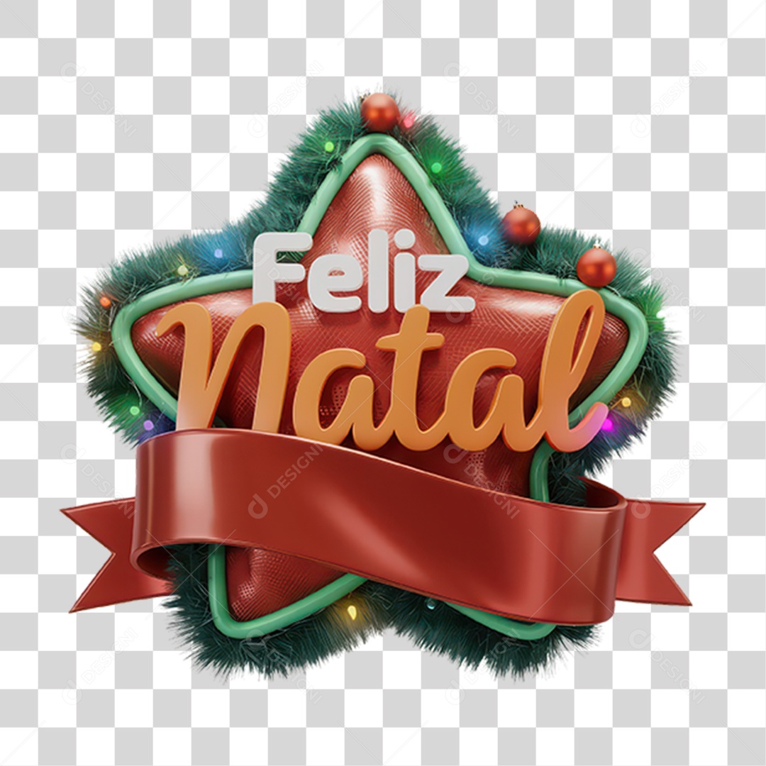 Selo 3D Feliz Natal PNG Transparente