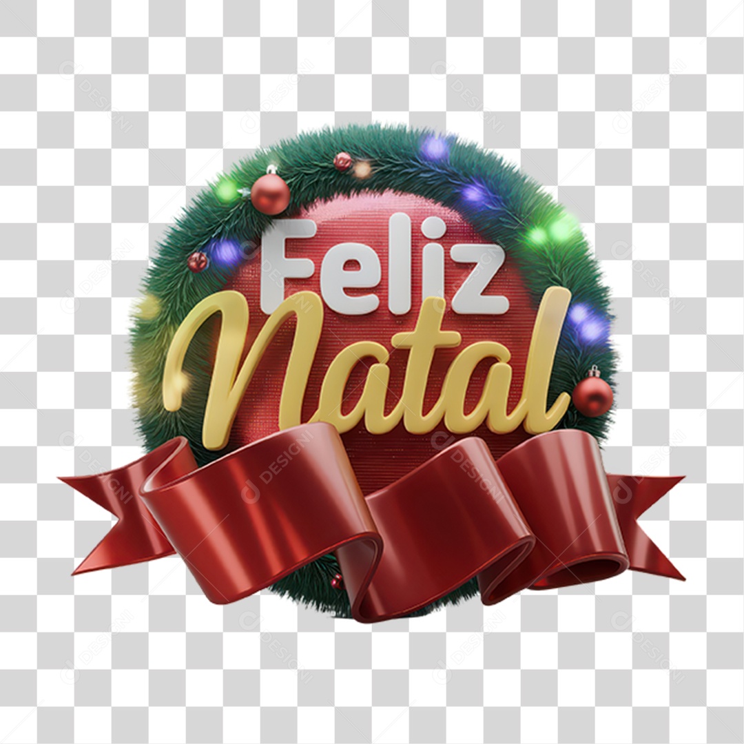 Selo 3D Feliz Natal PNG Transparente
