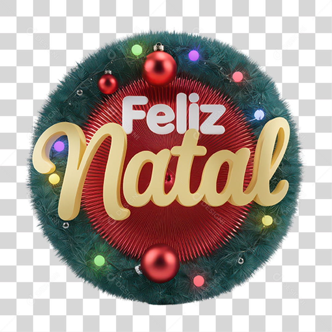 Selo 3D Feliz Natal PNG Transparente